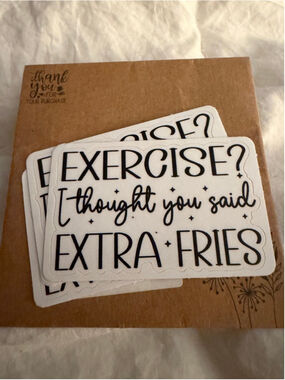 NEW Set of 3 “Exercise I thought you” Sticker Waterproof Tumbler Laptop 3”x3”